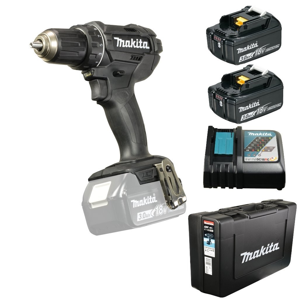 Makita akumulatorska bušilica-izvijač DDF482RFE3B (18V,3.0Ah,Li-ion), 2 baterije, kofer, punjač -Black Edition