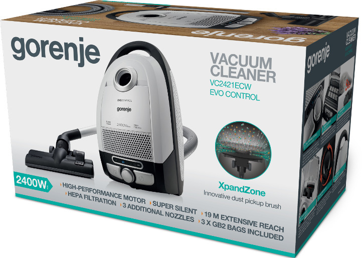 GORENJE usisivač VC 2421 ECW; 2400 W; 3x nastavka; XpandZone četka; HEPA filtracija