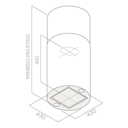 Elica napa TUBE PRO ISLAND BL MAT/A/43