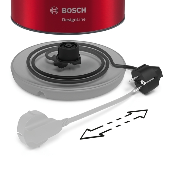 BOSCH kuhalo za vodu TWK3P424 DesignLine; 1.7 lit:; 2400 W; Prekriveni grijač; Crvena