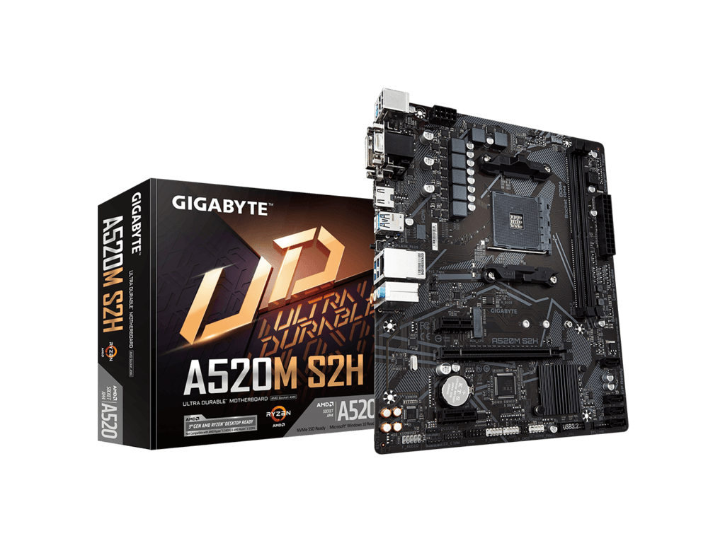 Gigabyte matična ploča A520M S2H 1.2, AM4, 2xDDR4, M.2, 4xSATA, VGA, DVI, HDMI, 6xUSB, mATX,