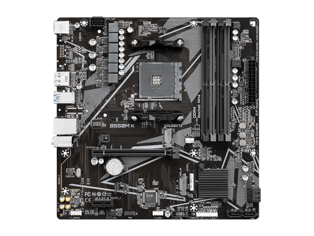 Gigabyte matična ploča B550M K, AM4, 4xDDR4, 2xM.2, 4xSATA, 8xUSB, DP, HDMI, PS2, mATX