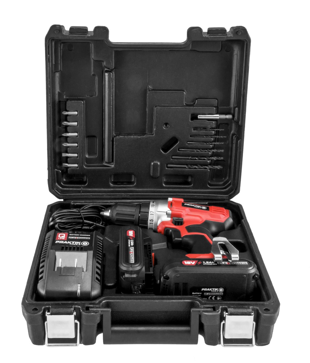 Praktik Tools akumulatorska bušilica odvijač 18v - 2 baterije - Flexpower