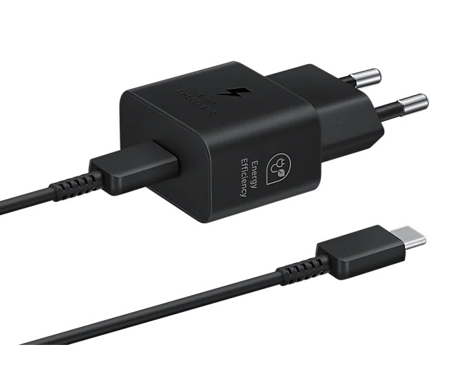 Samsung 25W brzi punjač, USB-C Power Adapter, EP-T2510XBEGEU, Crni (kabel uključen)