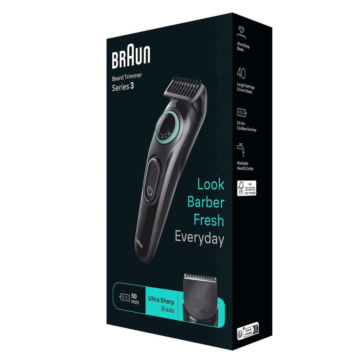 BRAUN trimer za bradu BT3411, Serija 3, Zeleni