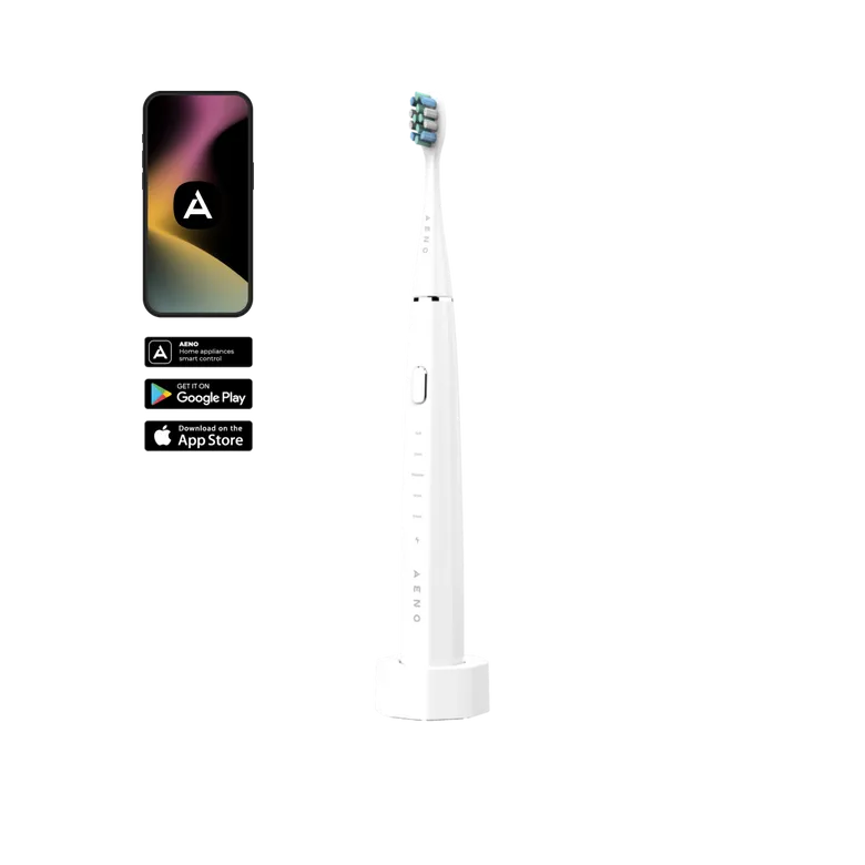 AENO SMART Sonic električna četkica DB1S: bijela, 4 moda+8 smart, bežično punjenje; 3 glave; putna torbica; 46000 rpm, 90 dana bez punjenja; IPX7