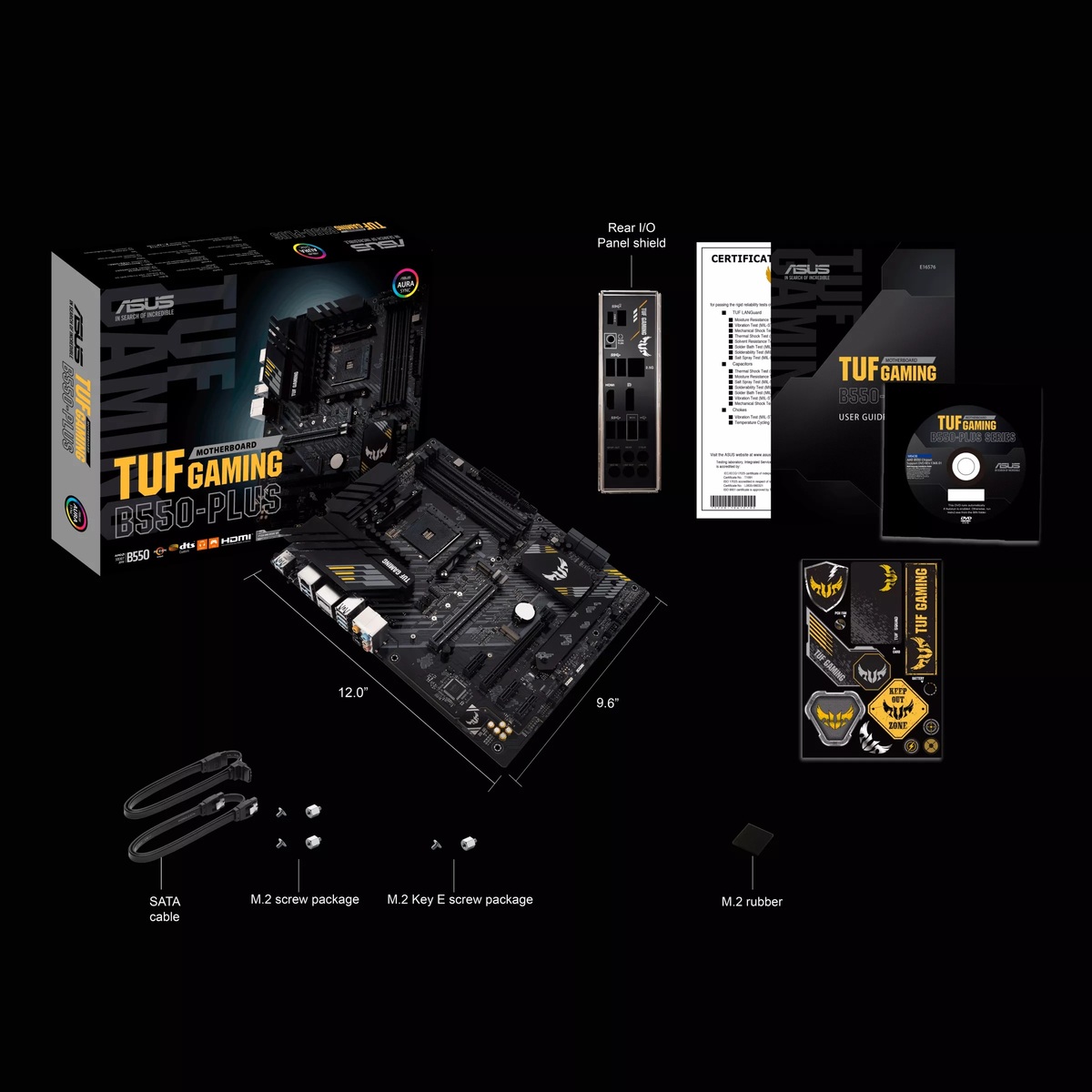 ASUS matična ploča TUF GAMING B550-PLUS AM4 ATX gaming MB - AMD B550 4xDIMM DDR4 2xM.2 4xSATA PCIe 4.0 2.5Gb Ethernet 1xDisplayPort 1xHDMI with Aura Sync RGB lighting support