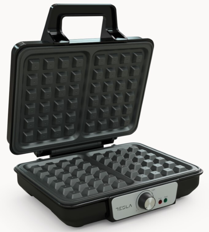 TESLA Waffle toster WM200BX Snaga 1000 W; Hladna ručka nadodir; Ploče s neljepljivim premazom