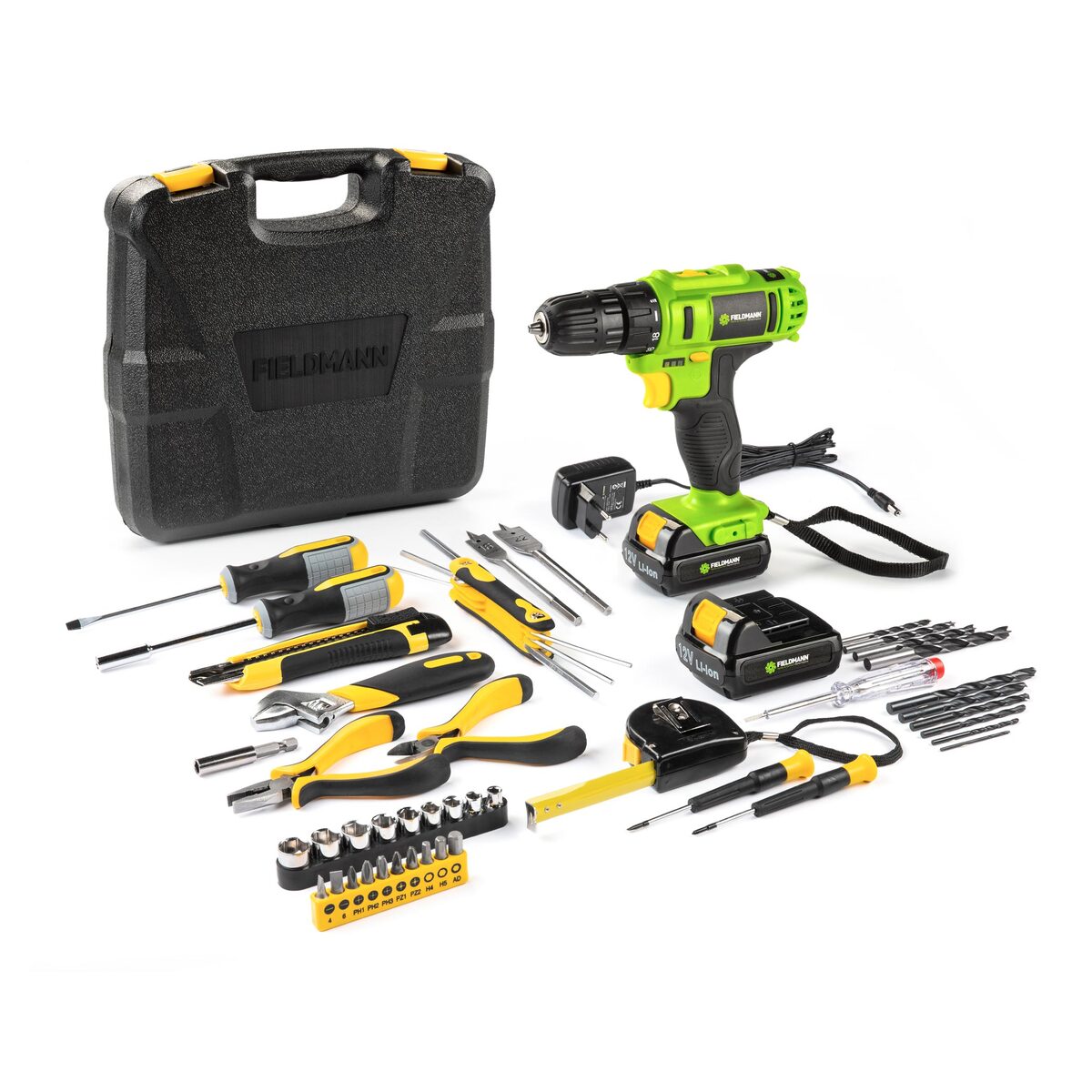 Fieldmann Akumulatorska bušilica 12V + 51 dijelni set pribora u koferuFDV 10205-51AR