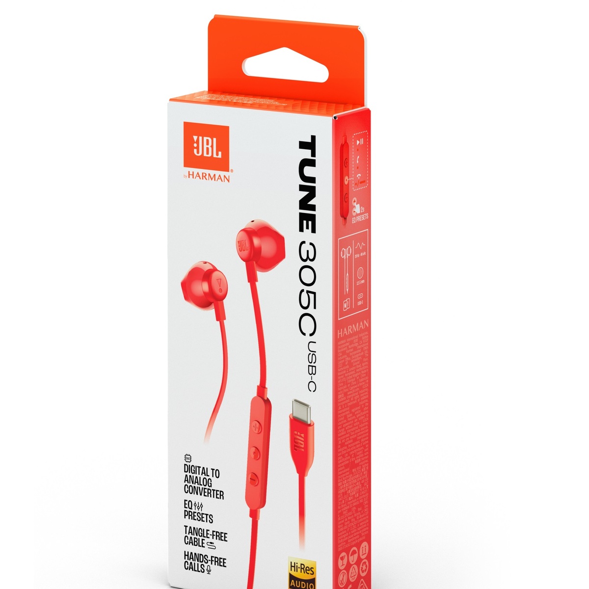 JBL žičane slušalice in-ear, T305C RED