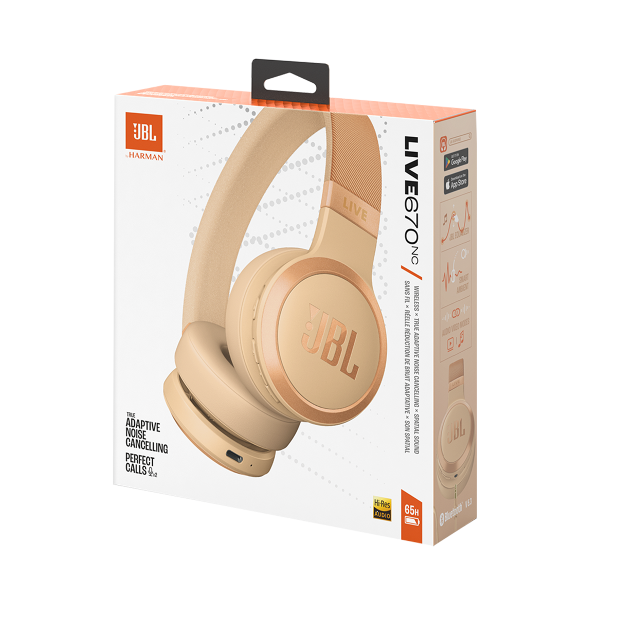 JBL bežične bluetooth slušalice on-ear, LIVE 670 NC SANDSTONE