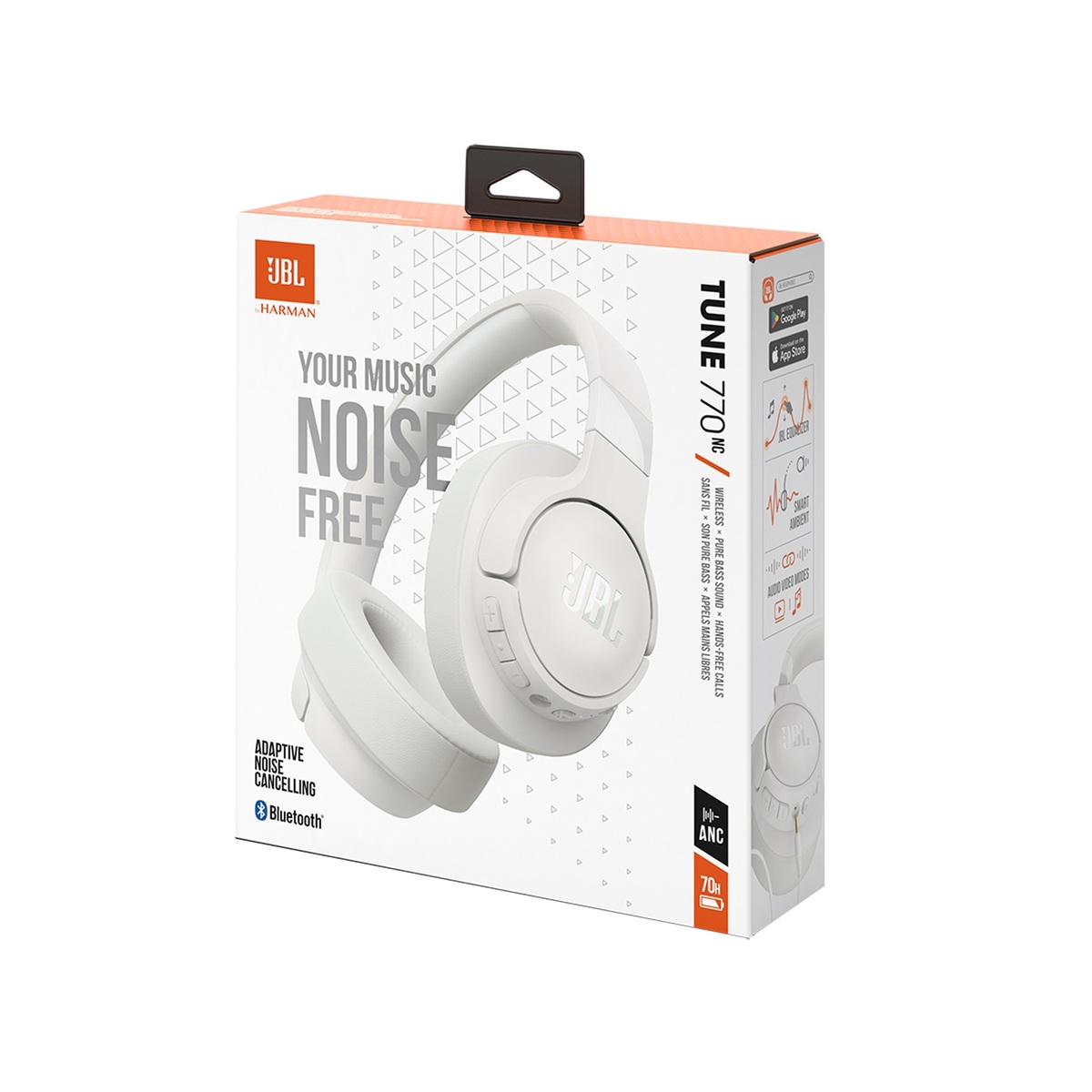 JBL bežične bluetooth slušalice on-ear, TUNE 770 NC WHITE