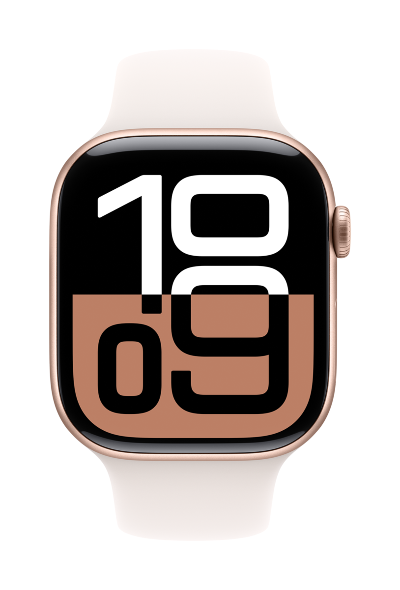 Apple Watch S10 GPS 42mm Rose Gold Aluminium Case Light Blush Sport Band - S/M