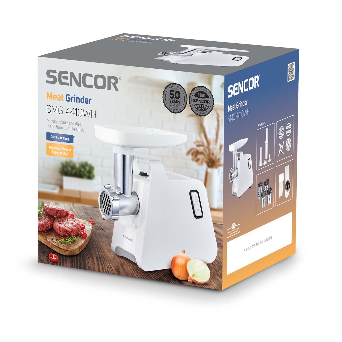 SENCOR mašina za mljevenje mesa SMG 4410WH; 1400 W; kapacitet 100 kg/h