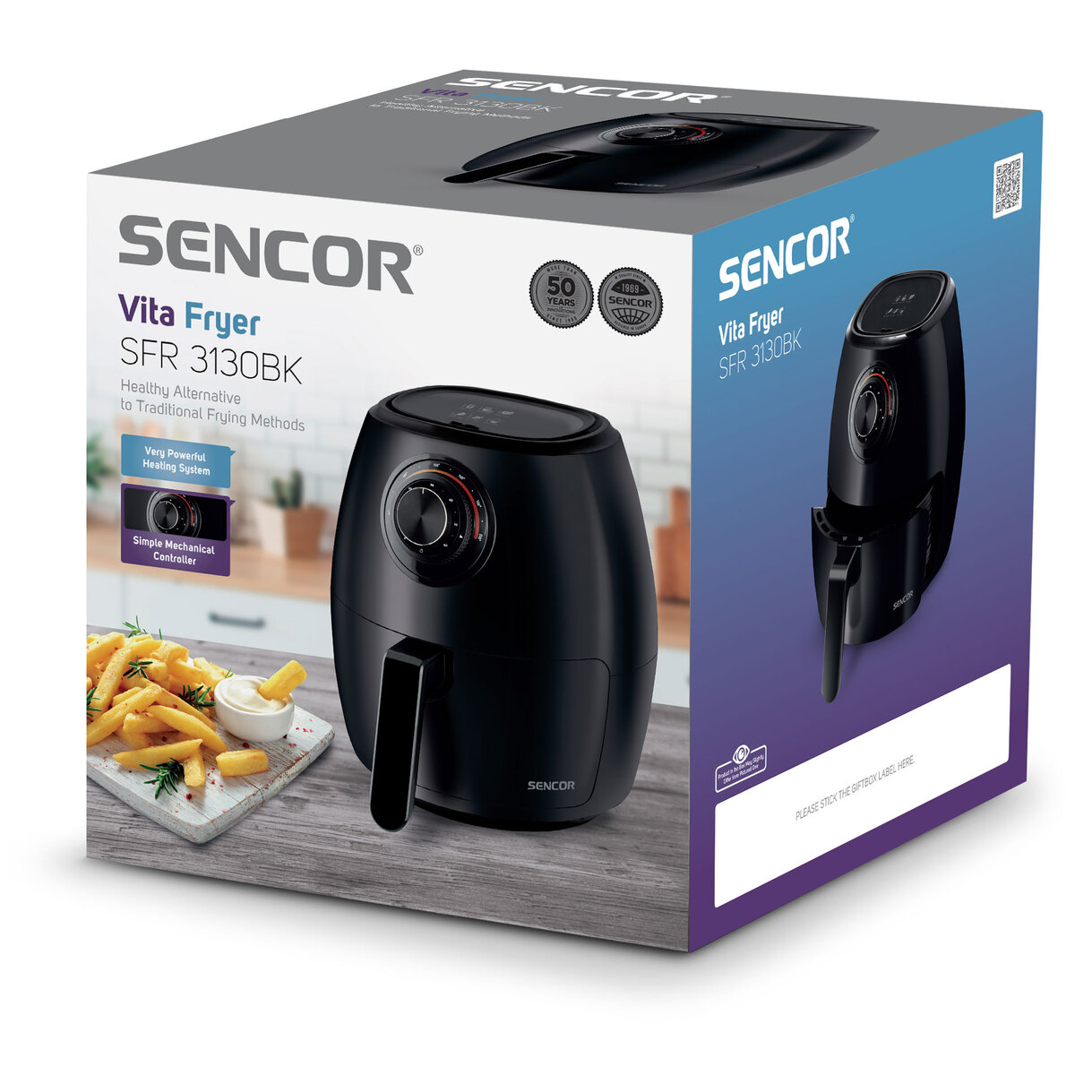 SENCOR friteza Vita Fryer SFR 3130BK na vrući zrak: 1300W; zapremina 3,5 l