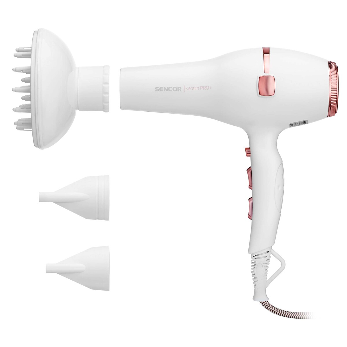 SENCOR fen za kosu SHD 8200GD bijeli: 2400 W; 3 temperaturna nivoa; 2 nastavka; 2 brzine