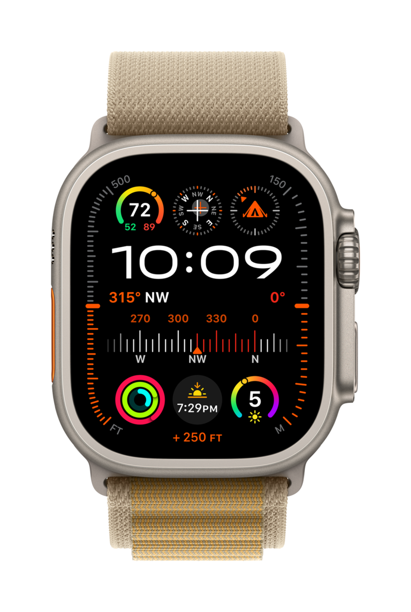 Apple Watch Ultra 2 v2 Cellular 49mm Natural Titanium Case Tan Alpine Loop - Large