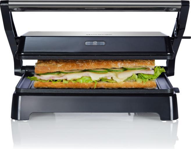 GORENJE toster sendvič SM701SB -mini gril, 700 W; 21 x 14 cm; automatska kontrola temperature; crno/sivo