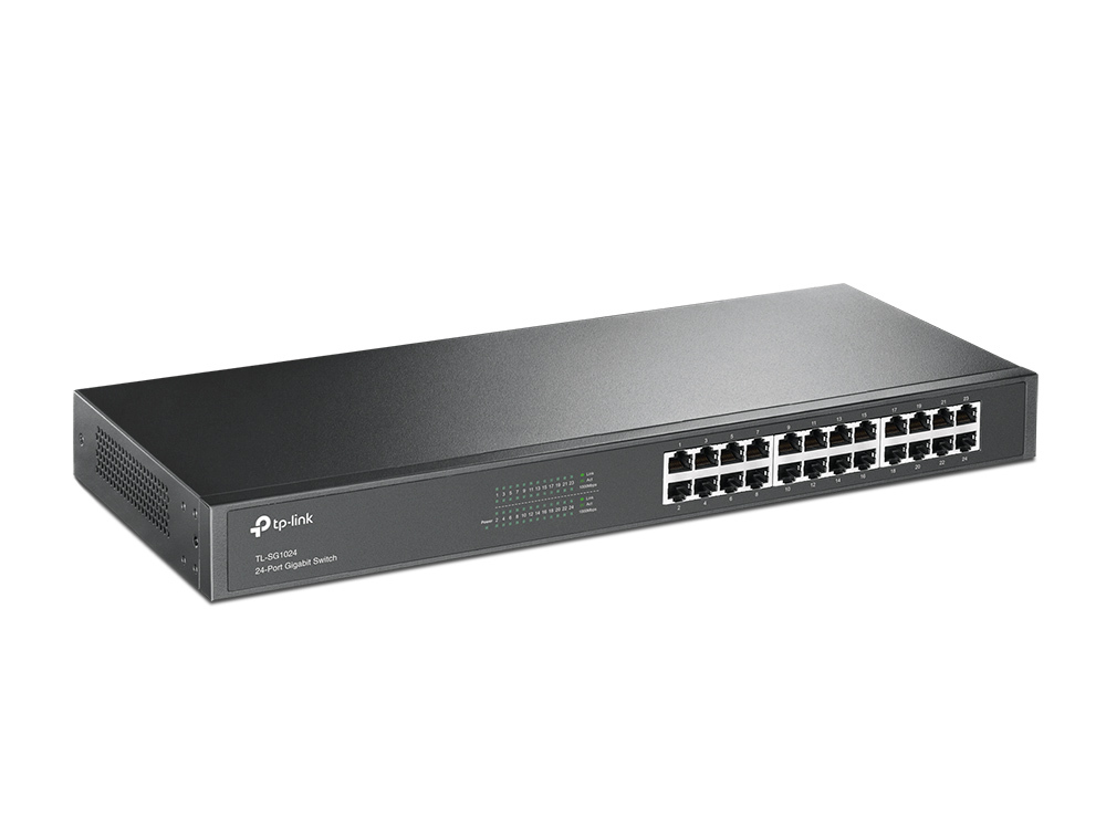 TP-Link switch TL-SG1024, 24 ports 24 x 10/100/1000Mbps RJ45 ports, Rackmount, MDI/MDI-X switch, Unmanaged