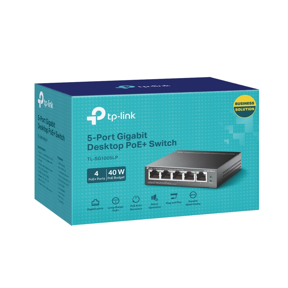 TP-Link TL-SG1005LP 5-Port Gigabit Unmanaged Switch with 4-Port PoE+, 802.3af/at PoE+, PoE budget 40W