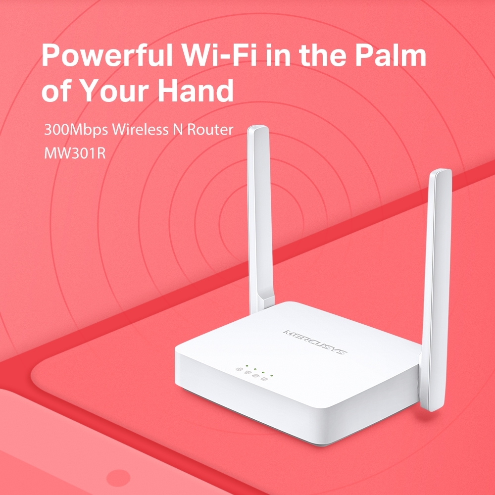Mercusys MW301R 300Mbps Wireless N Router, 1 x 10/100 WAN Port + 2 x 10/100 LAN Ports