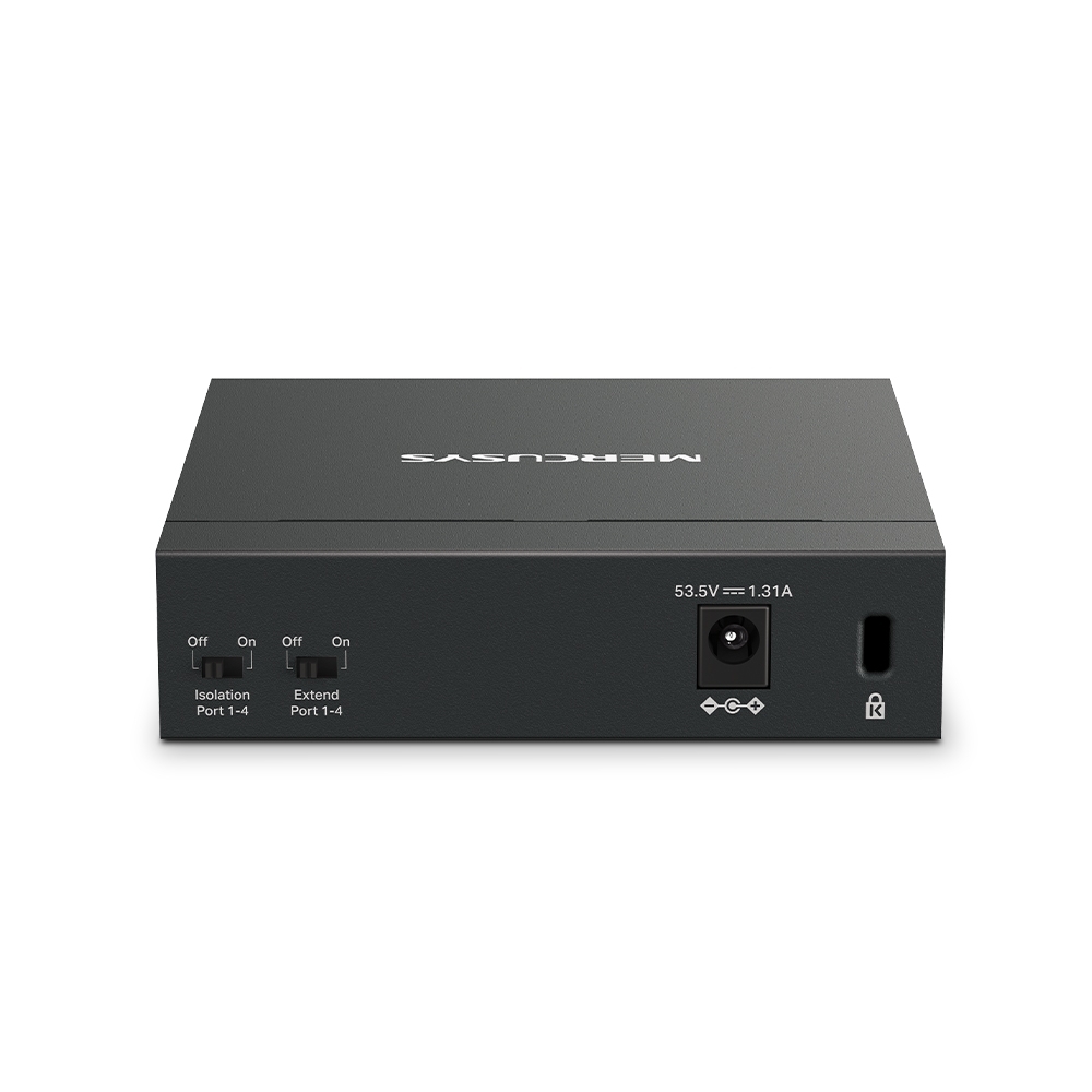 Mercusys MS105GP 5-Port Gigabit Desktop Switch with 4-Port PoE+, 4×Gigabit PoE+ Ports, 1×Gigabit Non-PoE Port