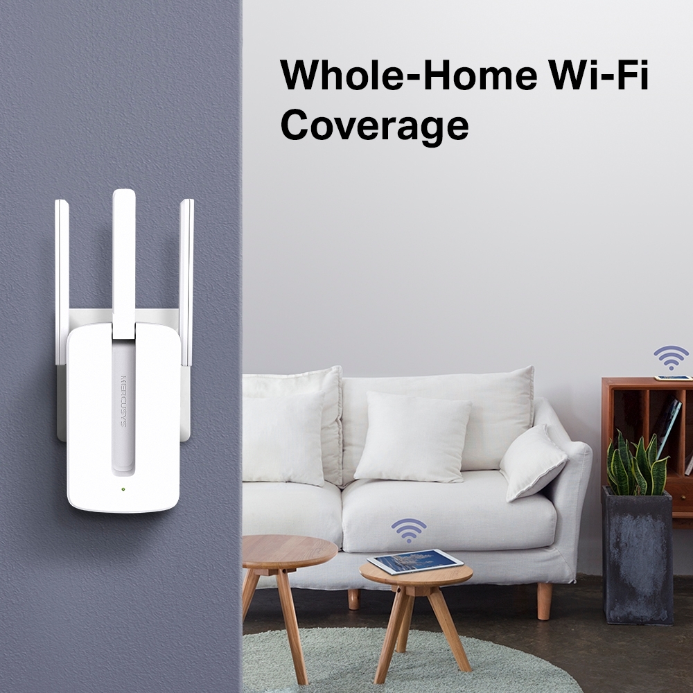 Mercusys 300Mbps Wi-Fi Range Extender, 3 fixed external antennas with MIMO, WPS button