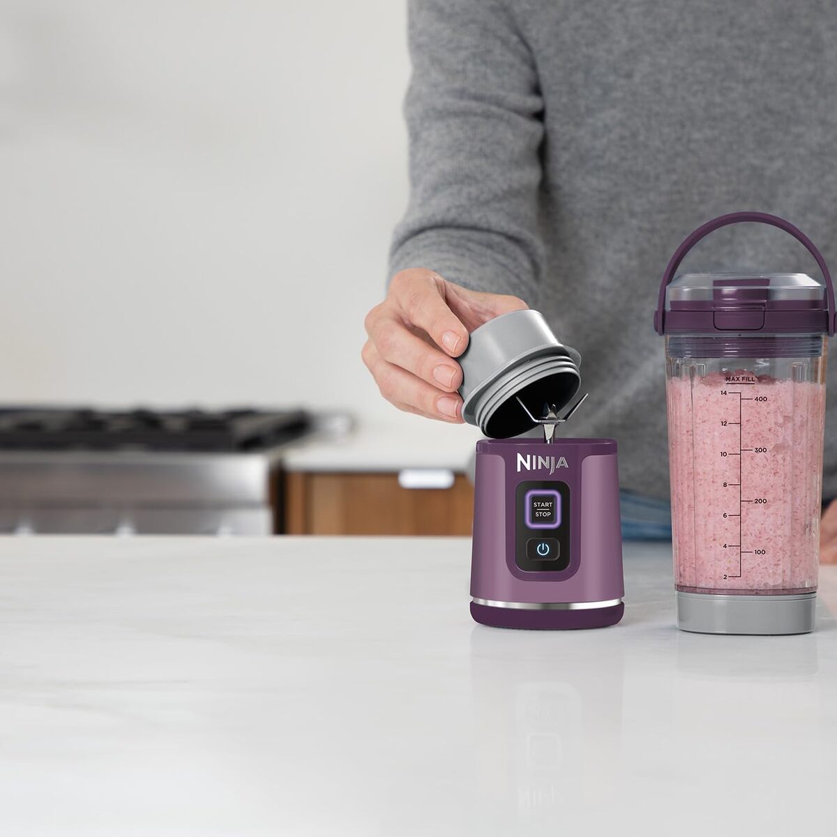 NINJA blender BC151EUPR Blast, ljubičasti: bežični, kapacitet 532 mL