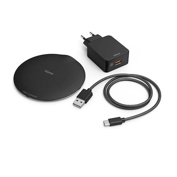 HAMA 15 W bežični punjač, 122933 FC15 Metalni, crni