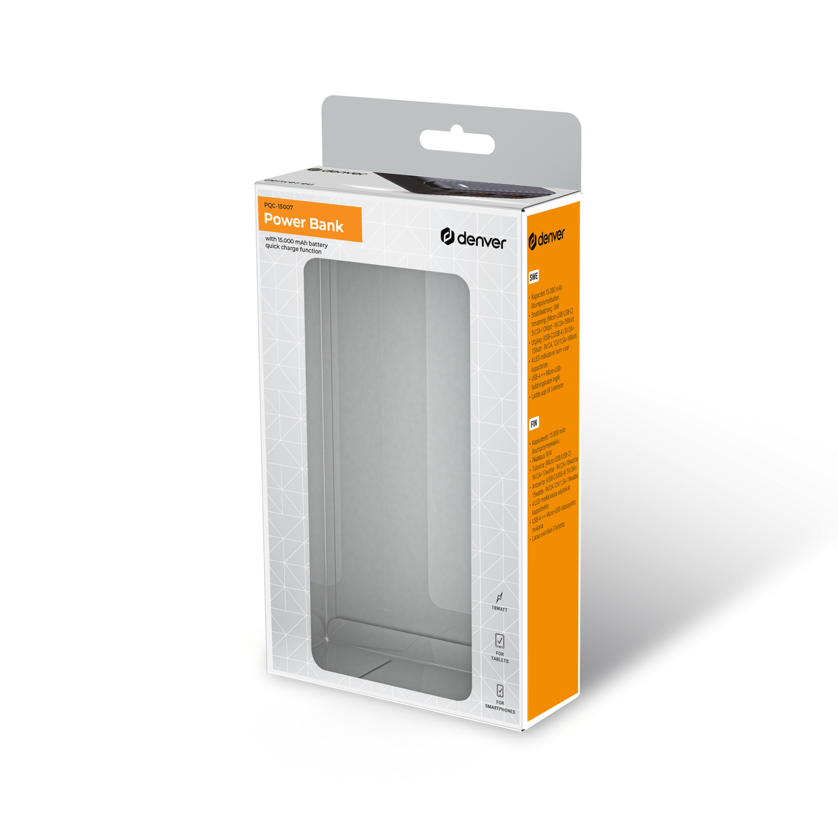 DENVER powerbank 15000mAh, PQC-15007, BLACK