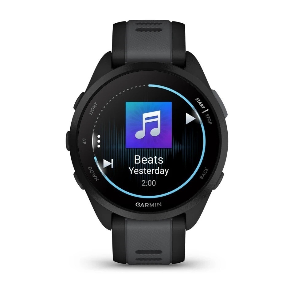 GARMIN Forerunner 165 Music pametni sat, 43 mm, Black, Slate grey remen