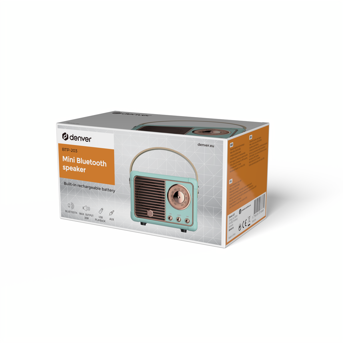 DENVER prijenosni bluetooth zvučnik BTP-203T, TURQUOISE