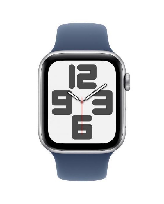 Apple Watch SE2 v3 GPS 44mm Silver Alu Case Denim Sport Band - S/M