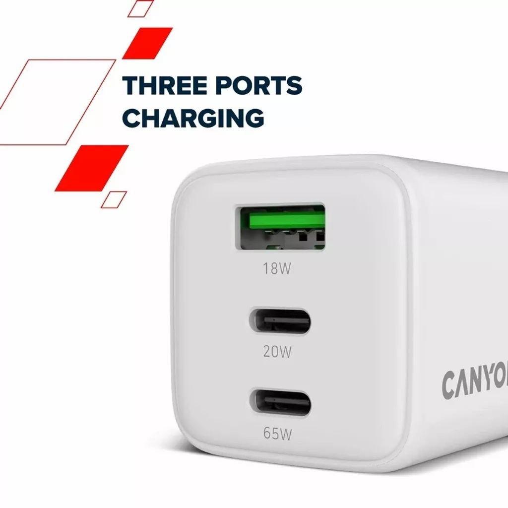 CANYON 65 W brzi punjač CU65ACC, bijeli (kabel nije uključen)