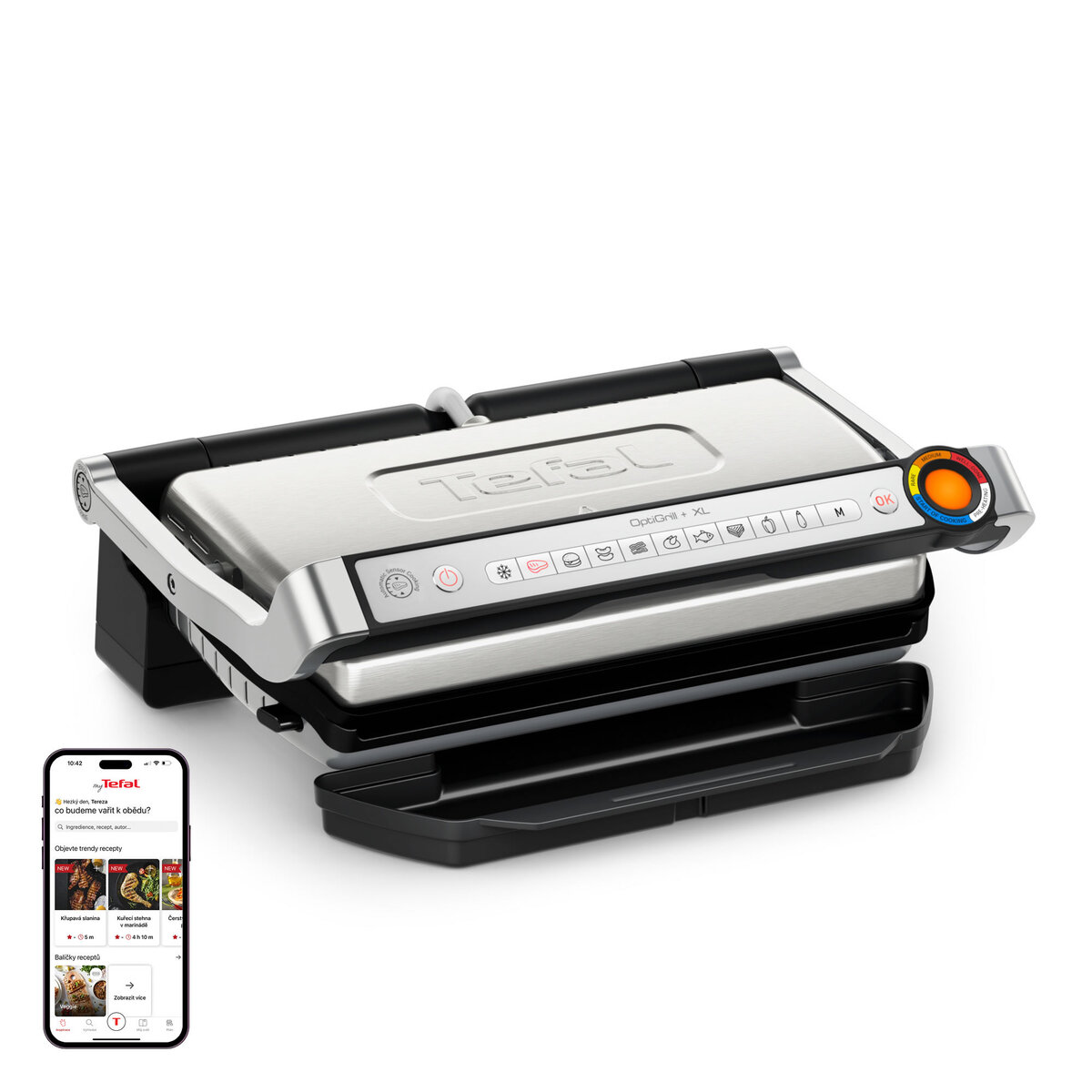 TEFAL električni roštilj GC718D10 OptiGrill+ 2000 W + Tefal hvataljke