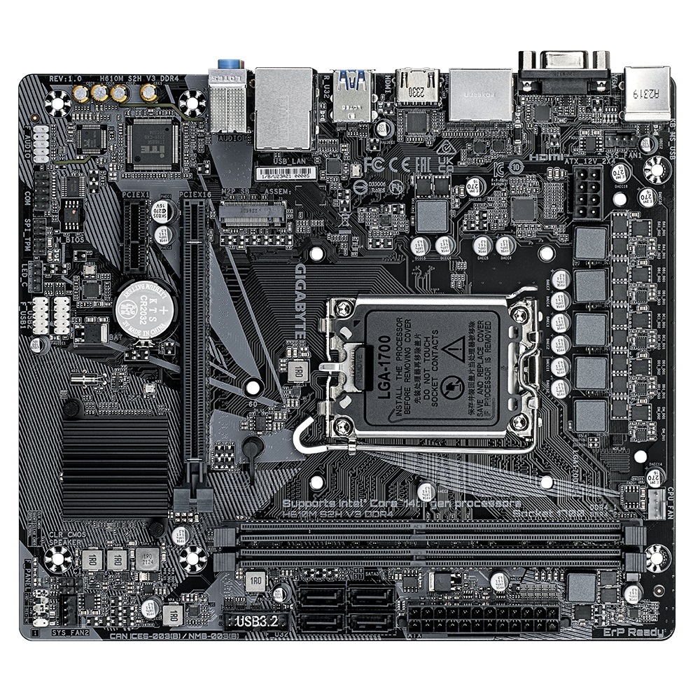 Gigabyte matična ploča H610M S2H V3 DDR4 LGA 1700; 2xDDR4; M.2; 4xSATA6xUSB; HDMI, 2xDP, DVI, VGA