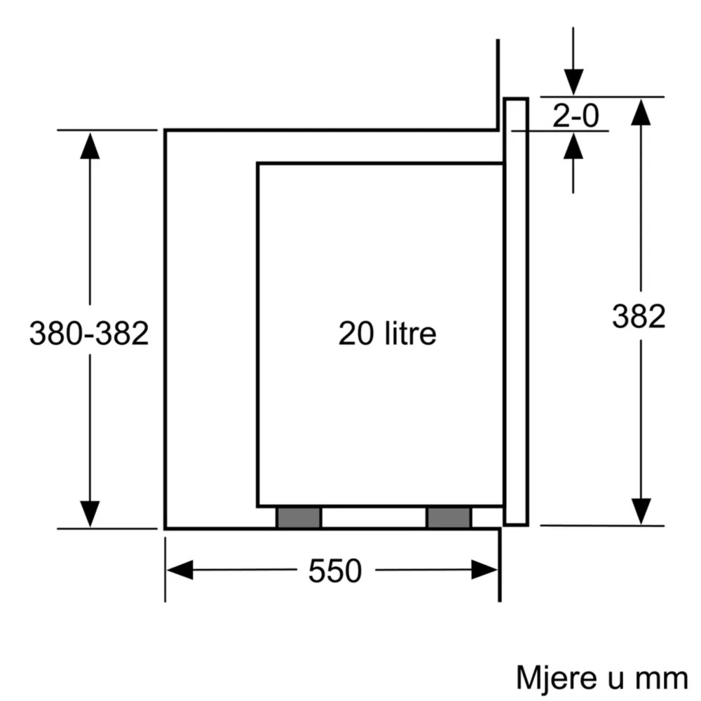 BOSCH mikrovalna pećnica BFL520MB0 ugradbena, snaga mikrovalova: 90, 180, 360, 600, 800 W, 20 L