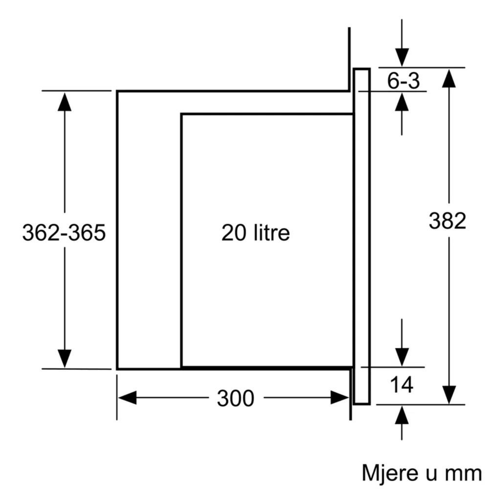 BOSCH mikrovalna pećnica BFL520MB0 ugradbena, snaga mikrovalova: 90, 180, 360, 600, 800 W, 20 L