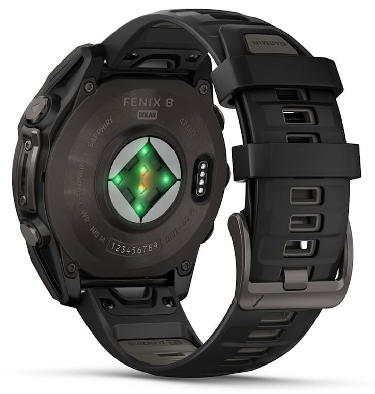 GARMIN Fenix 8 Solar Sapphire pametni sat, 47 mm, Titanium Black, sivi remen, 010-02906-11