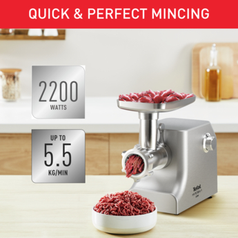 TEFAL aparat za mljevenje mesa NE858D38, učinkovitost do 5.5 kg u minuti
