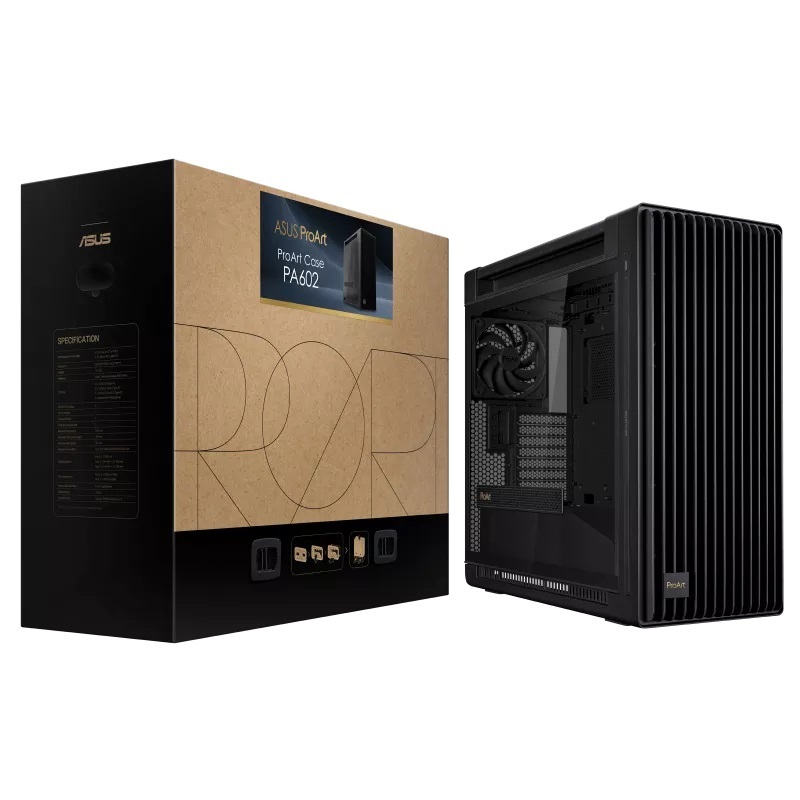 ASUS kućište PROART PA602 TG PWM BLACK2x 200mm fans, 1x140mm fan PWM