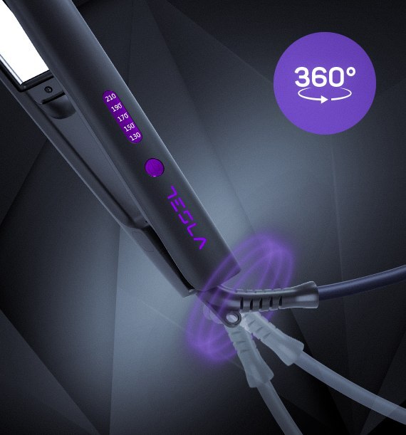 TESLA pegla za kosu STH300BP, do 210°C, LED indikator, crno - ljubičasta