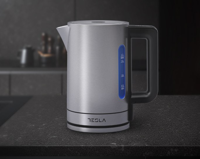 TESLA kuhalo za vodu KT550BXD, 2200 W, 1,7 L, automatsko otvaranje, automatsko isključivanje, sivo