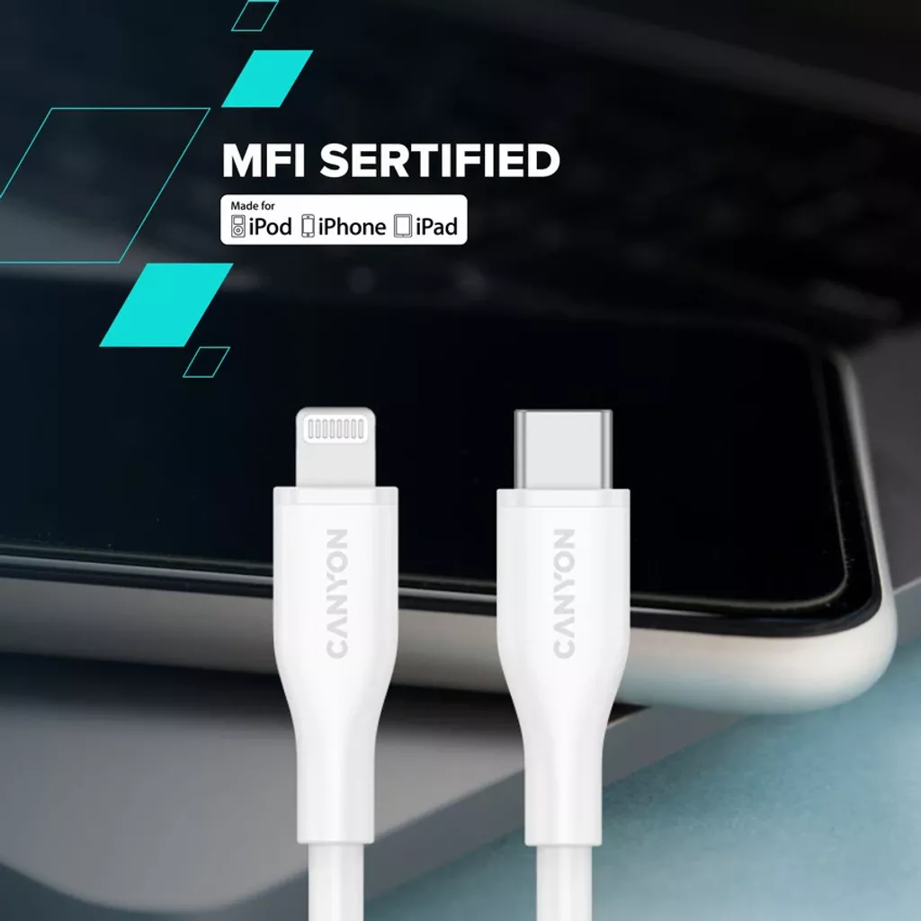 CANYON kabel CND-CC100AB20W, USB Type C - USB Type C