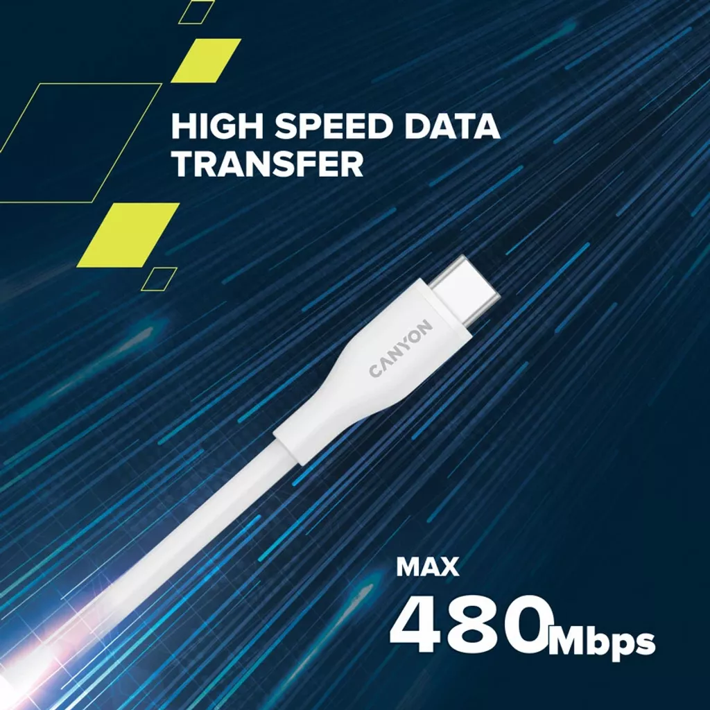 CANYON kabel CND-CC100AB20W, USB Type C - USB Type C