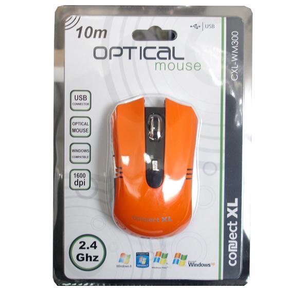 Connect XL Miš bežični, 1600dpi domet 10 met, narandžasta boja - CXL-WM300