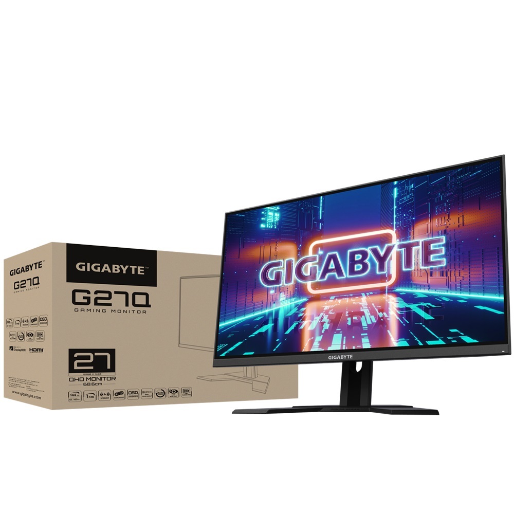 GIGABYTE monitor G27Q-EK gaming, 27, QHD, IPS, 350 cd/m2, AMD FreeSync Premum, HDR400, HDMI, DP, 144 Hz, 1ms