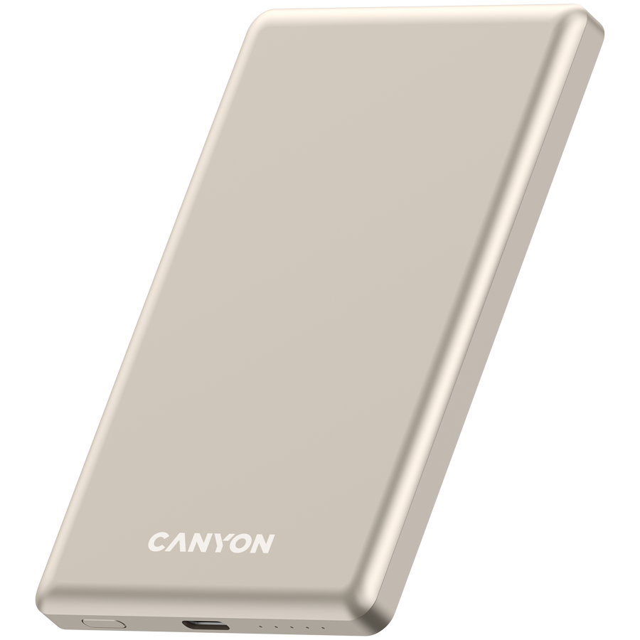 CANYON prenosna baterija OnPower 505 slim Magnetic 5000 mAh PD20W bež