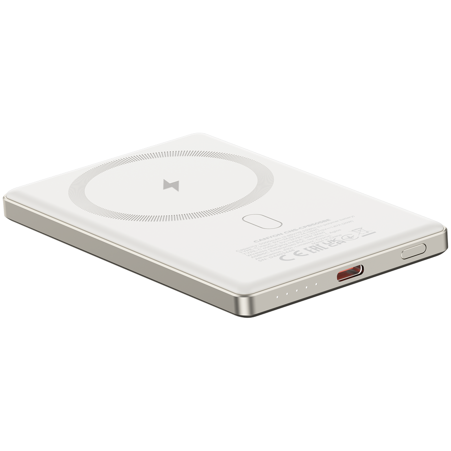 CANYON prenosna baterija OnPower 505 slim Magnetic 5000 mAh PD20W bež