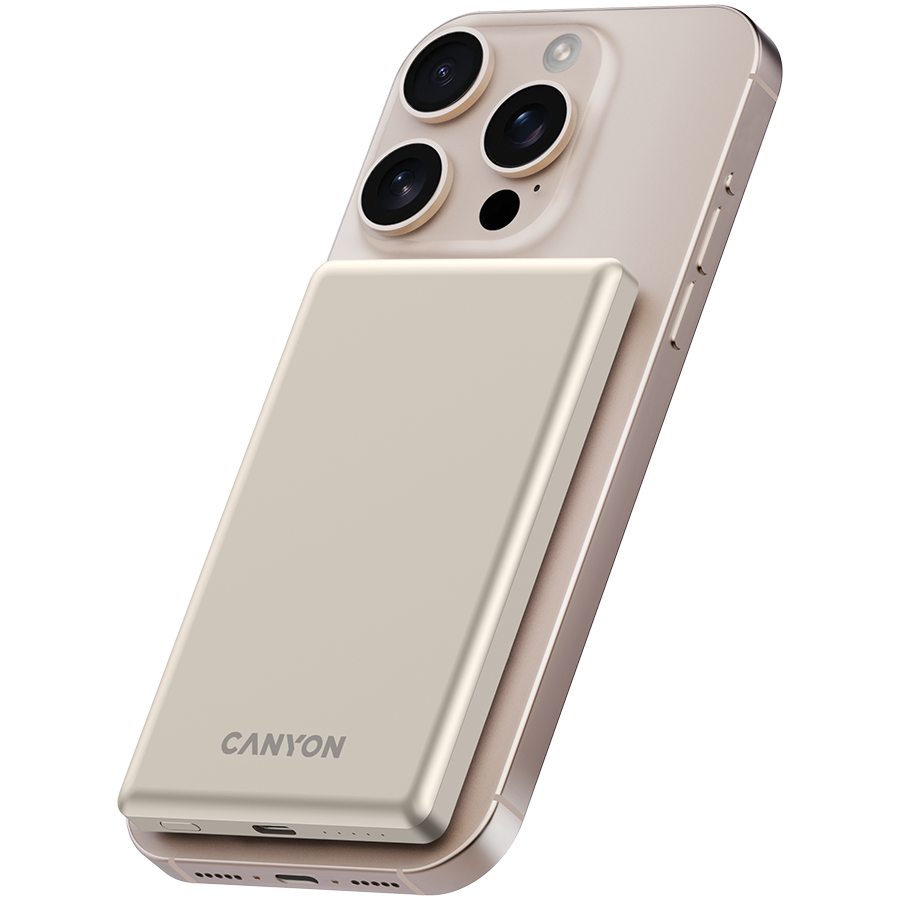 CANYON prenosna baterija OnPower 505 slim Magnetic 5000 mAh PD20W bež